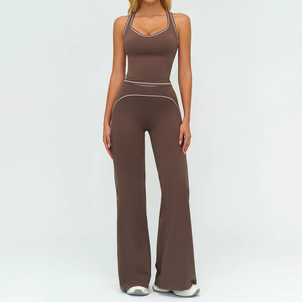 Fitness Yoga Wear Women Halter Top and High Waist Wide Leg Pants Set Gym Women's Clothing Matching Activewear Outfit
