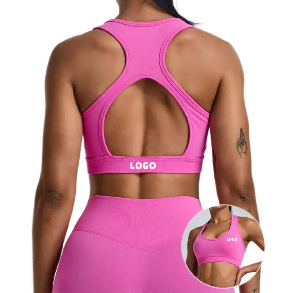New Arrivals Seamless Solid Color Backless Deep U Sports Bra High Impact Fitness Seamless Yoga Sports Bra