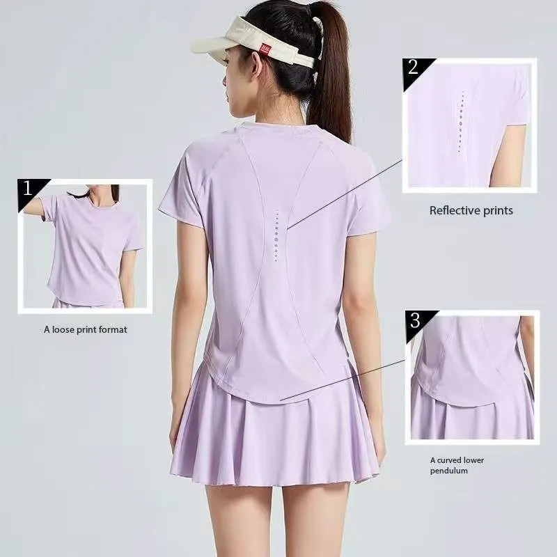 Summer New Sports Breathable Loose Quick-Drying Yoga Top for Fitness and Running Short-Sleeved Women's T-Shirt