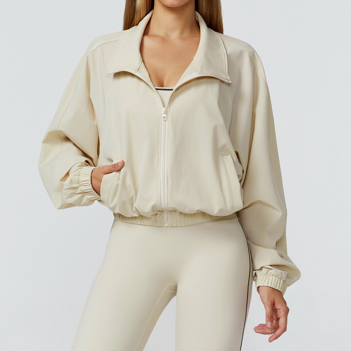 YanRuo Women's Plus Size Quick-Dry Sweat-Wicking Yoga Top Zipper Windproof Loose Fit Long Sleeve Sports Jacket Outdoor Running