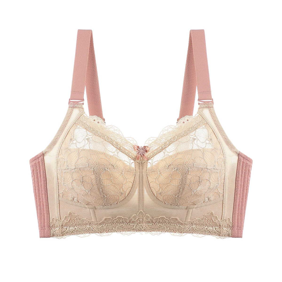 New Push-Up Wire Free Ultra-thin Full Cup Adjustable Convertible Straps Back Closure Lace Cotton Seamless Bra For Women's Big