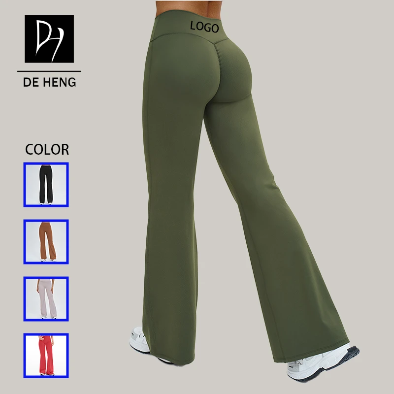2026 Flared High Waist Lady One Piece Custom Sports Yoga Fitness High Quality Gym Workout Leggings For Women