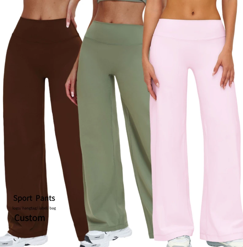 NCLAGEN Comfort Soft Women Sports Pants Low Waist Straight Leg Workout Pants Gym Women's Yoga Flare Leggings