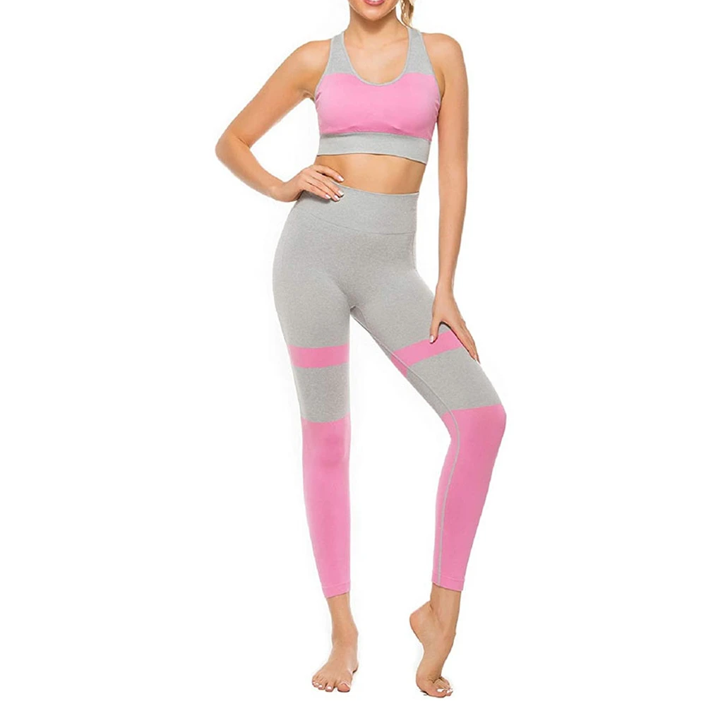 Women's Solid Front Reversible Yoga Sets Seamless Comfortable Fitness Workout Mid Waist 2-Piece Quick Dry Breathable Wholesale