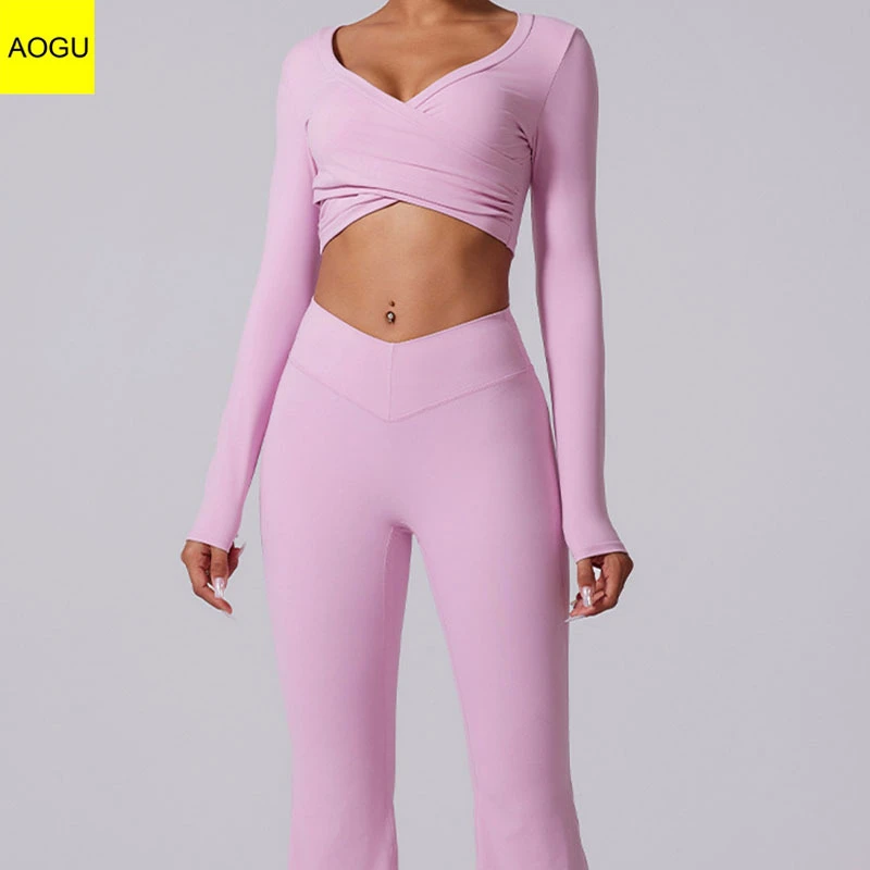Custom V Neck Breathable Lightweight Plus Size Women's Gym Yoga Fitness Tops with High Stretch Elastic