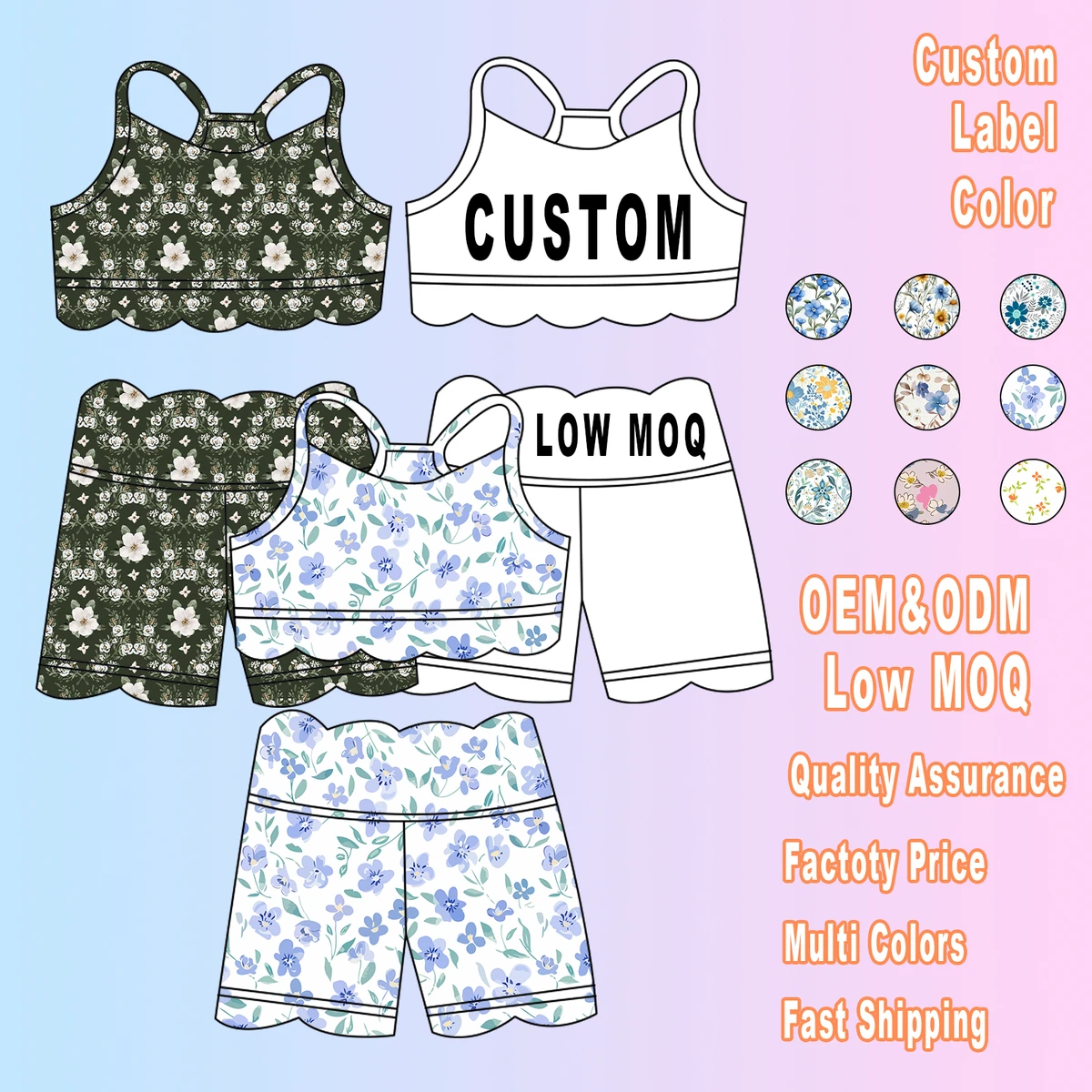 2025 Customized 2-Piece Child Fitness Clothing Girl Activewear Young Kids Yoga Set