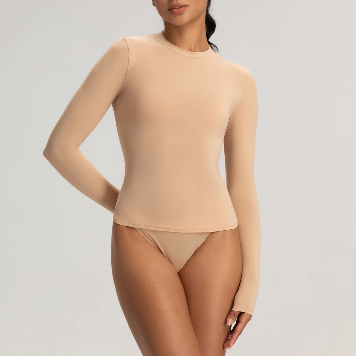 Women's Yoga Sports Fitness Long Sleeve Slim Crew Neck Breathable High Elastic Spandex/Nylon Top