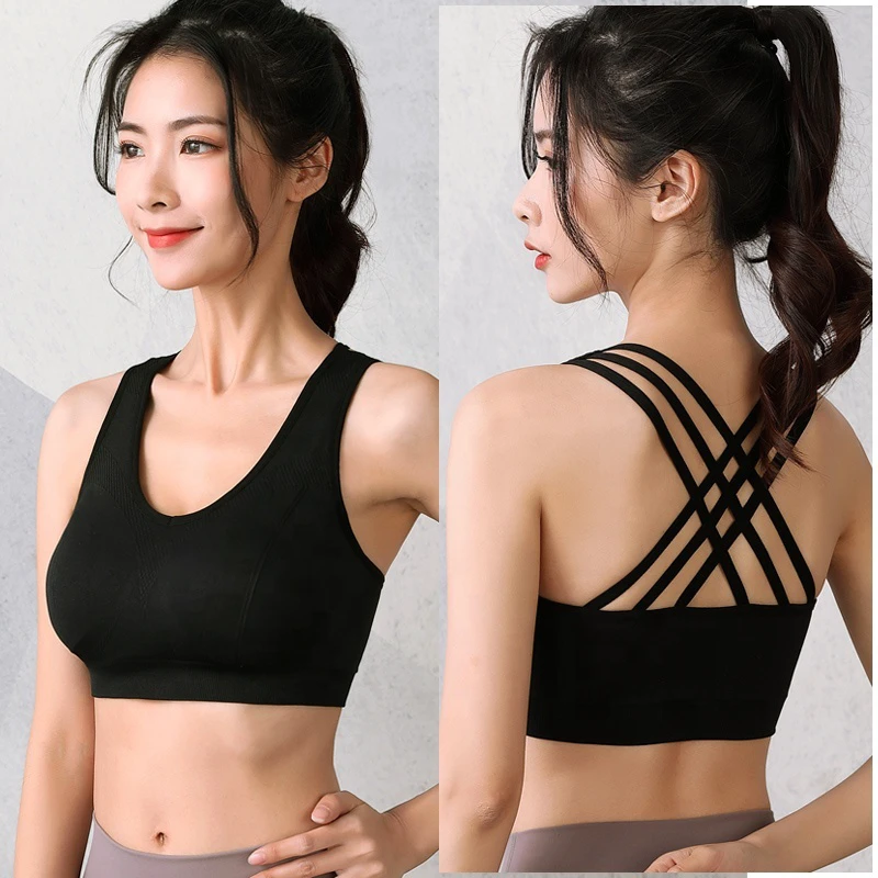 Plus Size Seamless Wireless Beauty Back Sujetador Deportivo Stretch Running Yoga Bra Workout Sports Bras Crop Top for Womens
