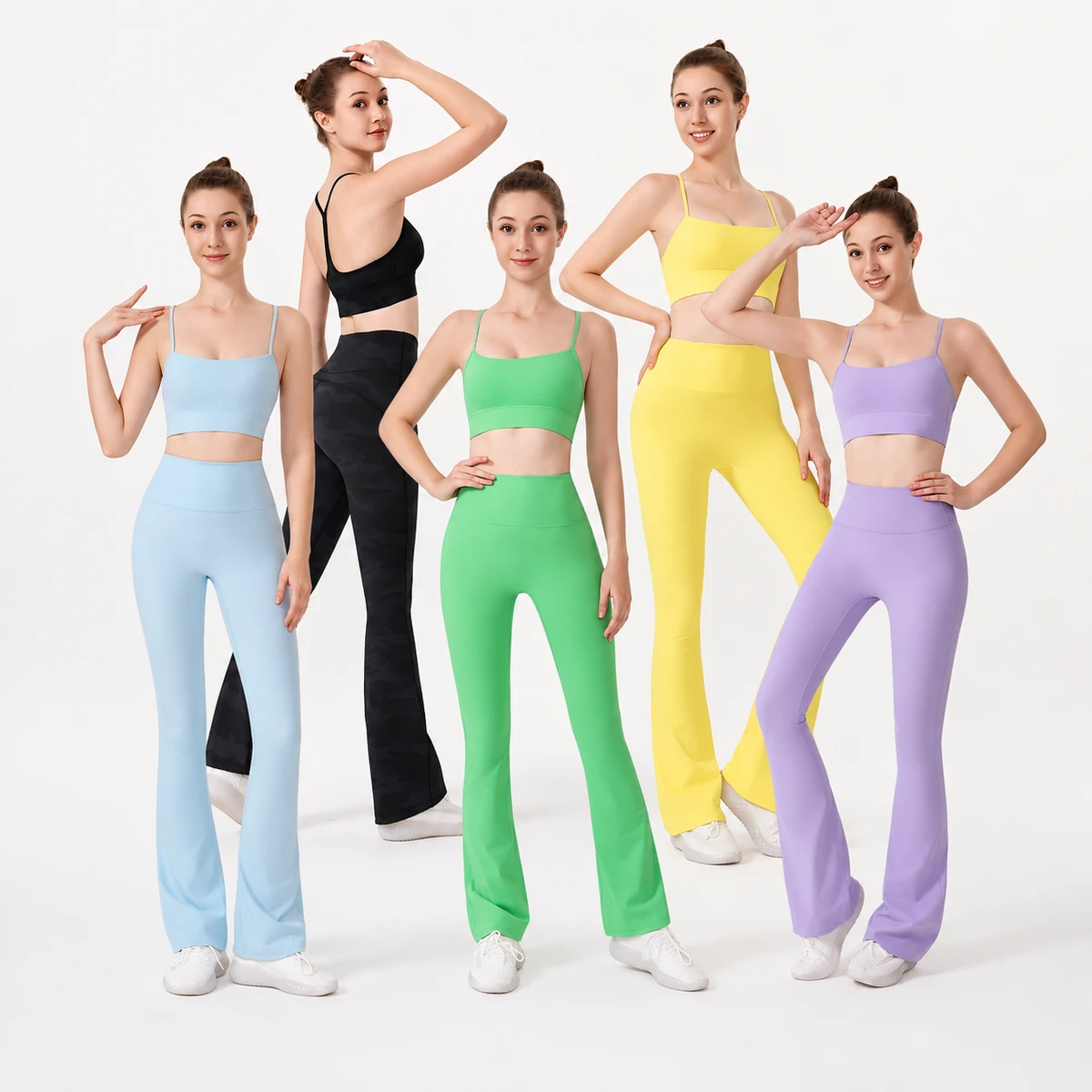 Seamless Breathable Plus Size Yoga Bra Flare Pants 2-Piece Workout Set For Women Cloud-Feel Sculpting Bell Bottoms