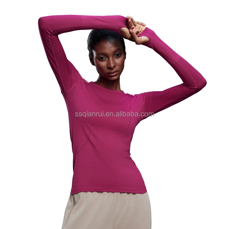 High-Quality Women's Lightweight Yoga Compression Top Round Neck Comfortable Fitness Yoga Suit Outdoor Sports Fitness Suit