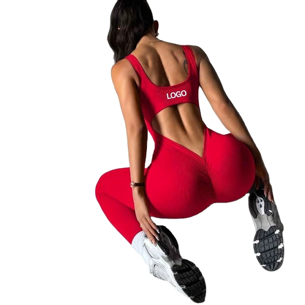 Women Tight Seamless One-Piece Yoga Jumpsuit High Elastic Beauty Back Fitness Suit Without Chest Pad Yoga Jumpsuit Bodycon Suits