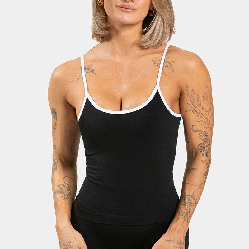 Women's Sports Bra Tank Yoga Vest U-Neck Customizable Front Solid Color Four-Way Stretch Eco-Friendly Breathable Quick-Dry