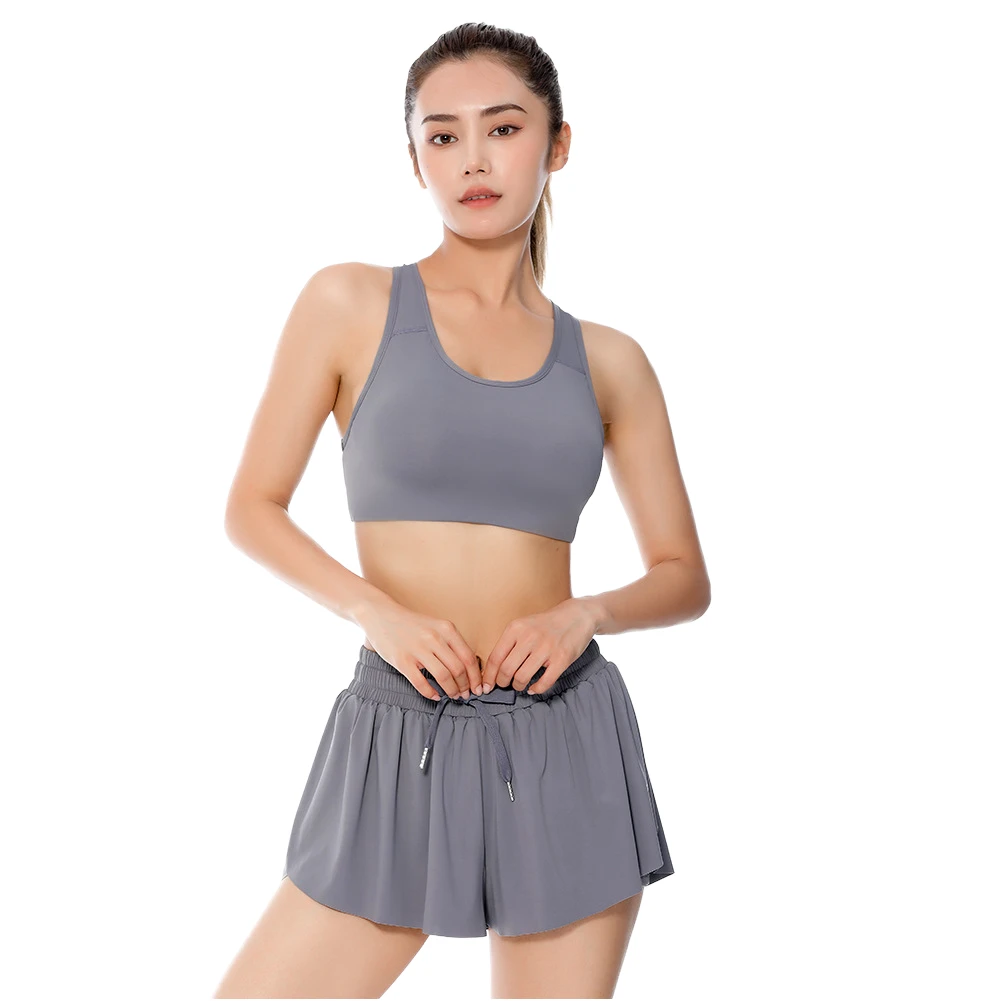 Women's High Quality Simple Seamless Triangle Back Workout Bra Fixed Cup Medium Support Running Yoga Breathable Soft Stretchy
