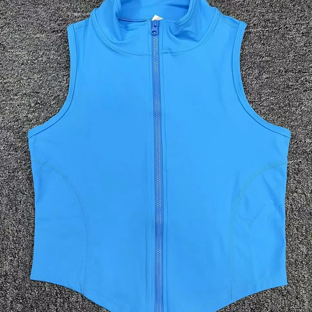 Nylon Spandex Sleeveless Sports Jacket Women's Stand Collar Zipper Quick Dry Yoga Top Running Training Vest