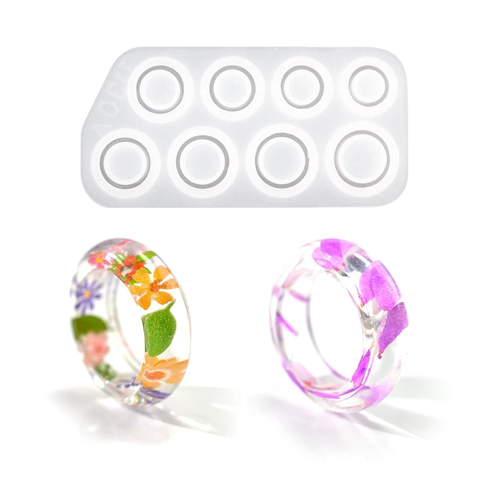 DIY Round Square Silicone Ring Epoxy Resin Mold Resina Jewelry Accessories Ring Mold Craft Handmade Tools Dried Flowers