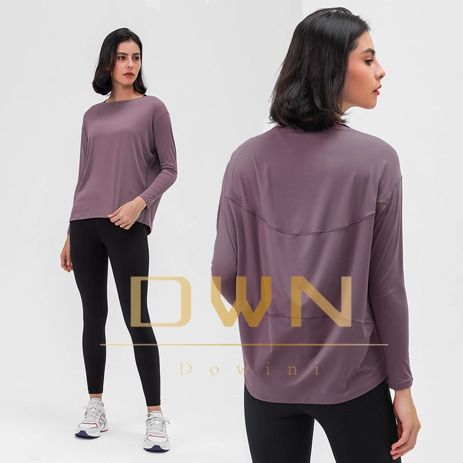 NEW Double Layer Align Loose Long Sleeve Top Women's Breathable Simple T-shirts Training Fitness Yoga Top