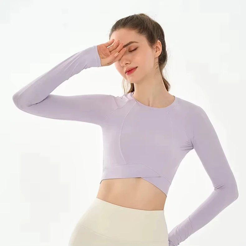 MAYYOUNG Women High-End Slim Fit Long Sleeve Yoga Top Breathable Quick Dry Fitness Sportswear