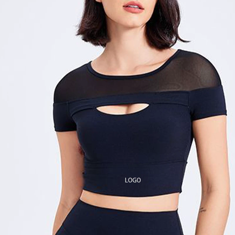 Sports Top Short Sleeves Quick-Dry Breathable Yoga Fitness T-Shirt Slimming Coaster Shoulder Drop Four-Way Stretch Skinny Fit
