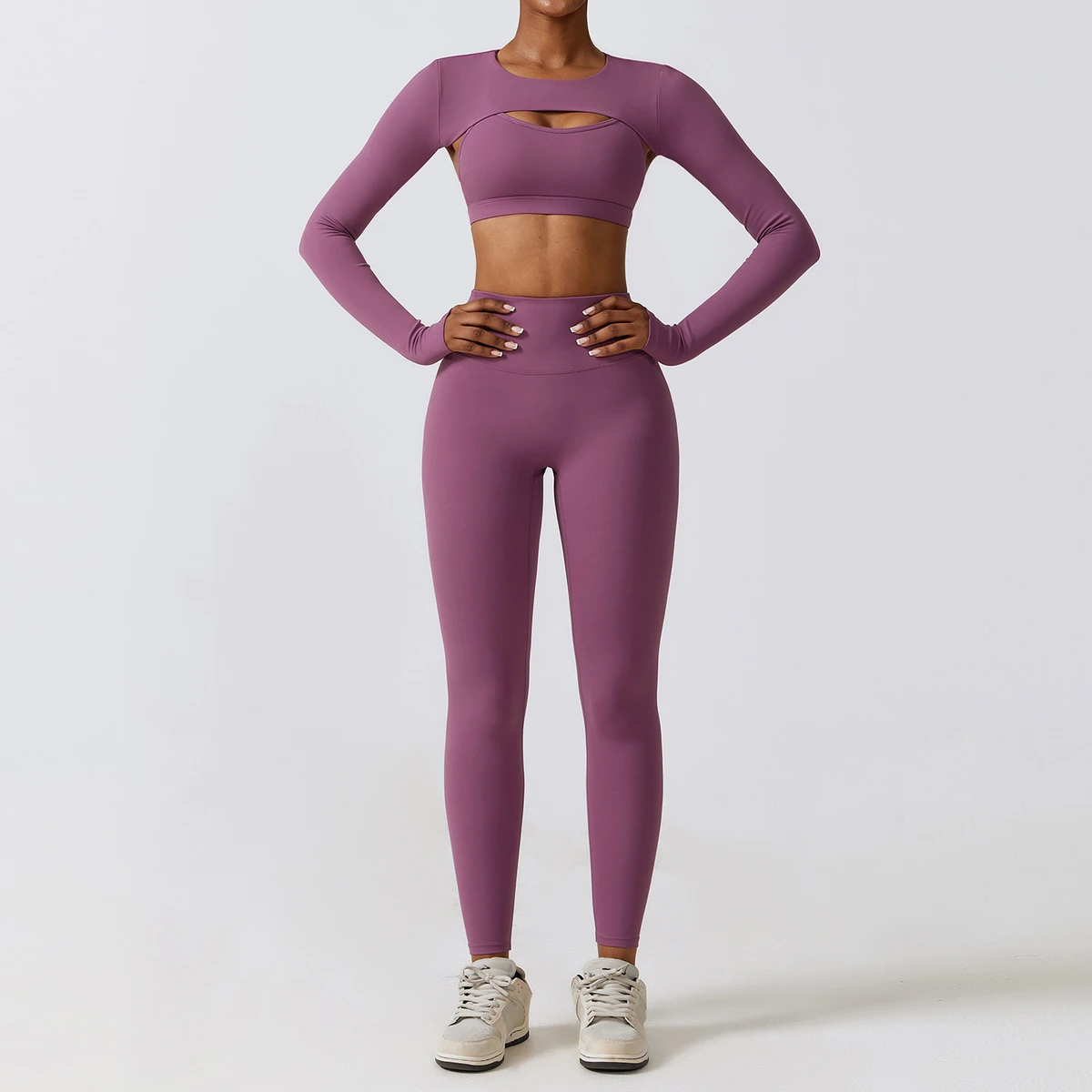 Women Yoga Set 3 Piece Tight Fit Naked Feeling Quick Dry Slim Fit Workout Outfit Activewear Gym Training Fitness Sportswear