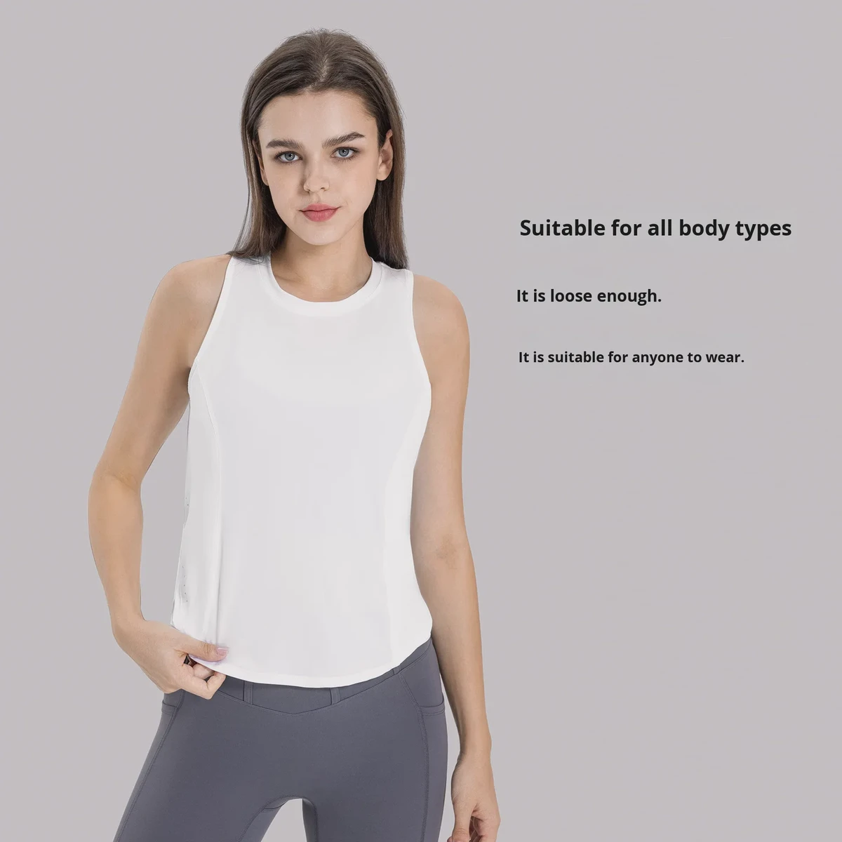 YMIMI New Lightweight Moisture-Wicking Breathable Four-Way Stretch Front Logo Loose Cover-Up Yoga Top Sports Vest Spandex/Nylon