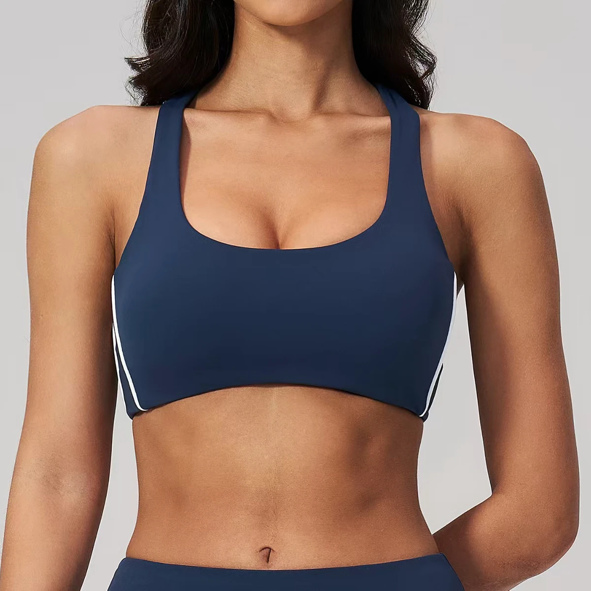 Ropa Deportiva Mujer Women's Color Block Racerback Sports Bra, Shockproof High Support Yoga Bra for Running & Fitness