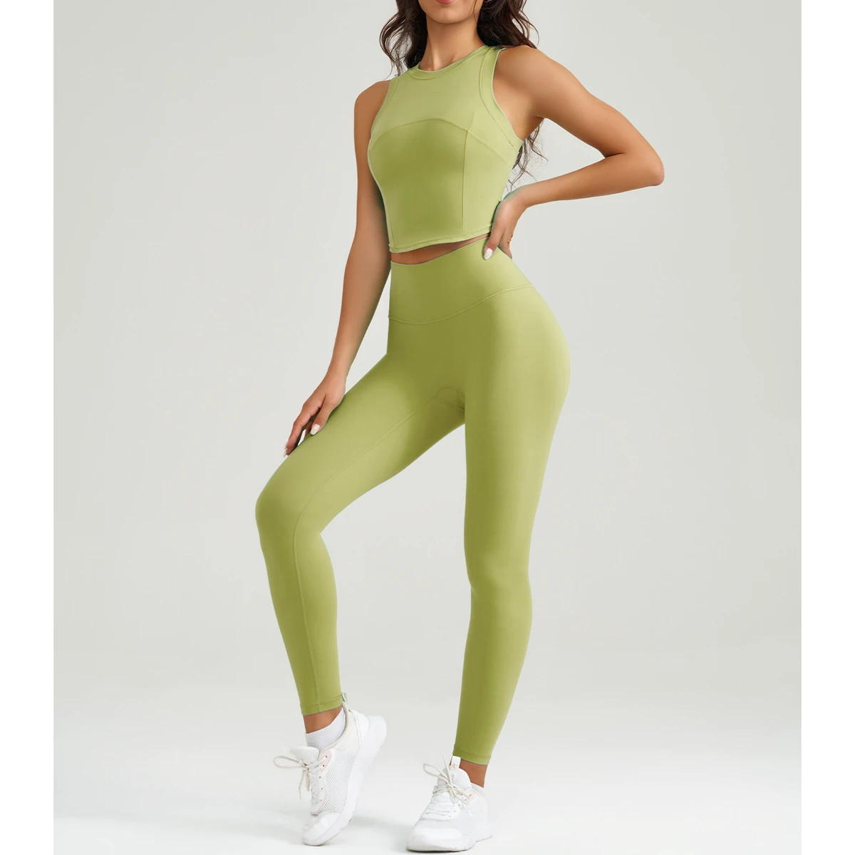 High Quality Quick Drying Breathable Yoga Sets Solid Color Backless Gym Clothing Sports Yoga Bra Top Plus 2-Piece Set XS/XXL