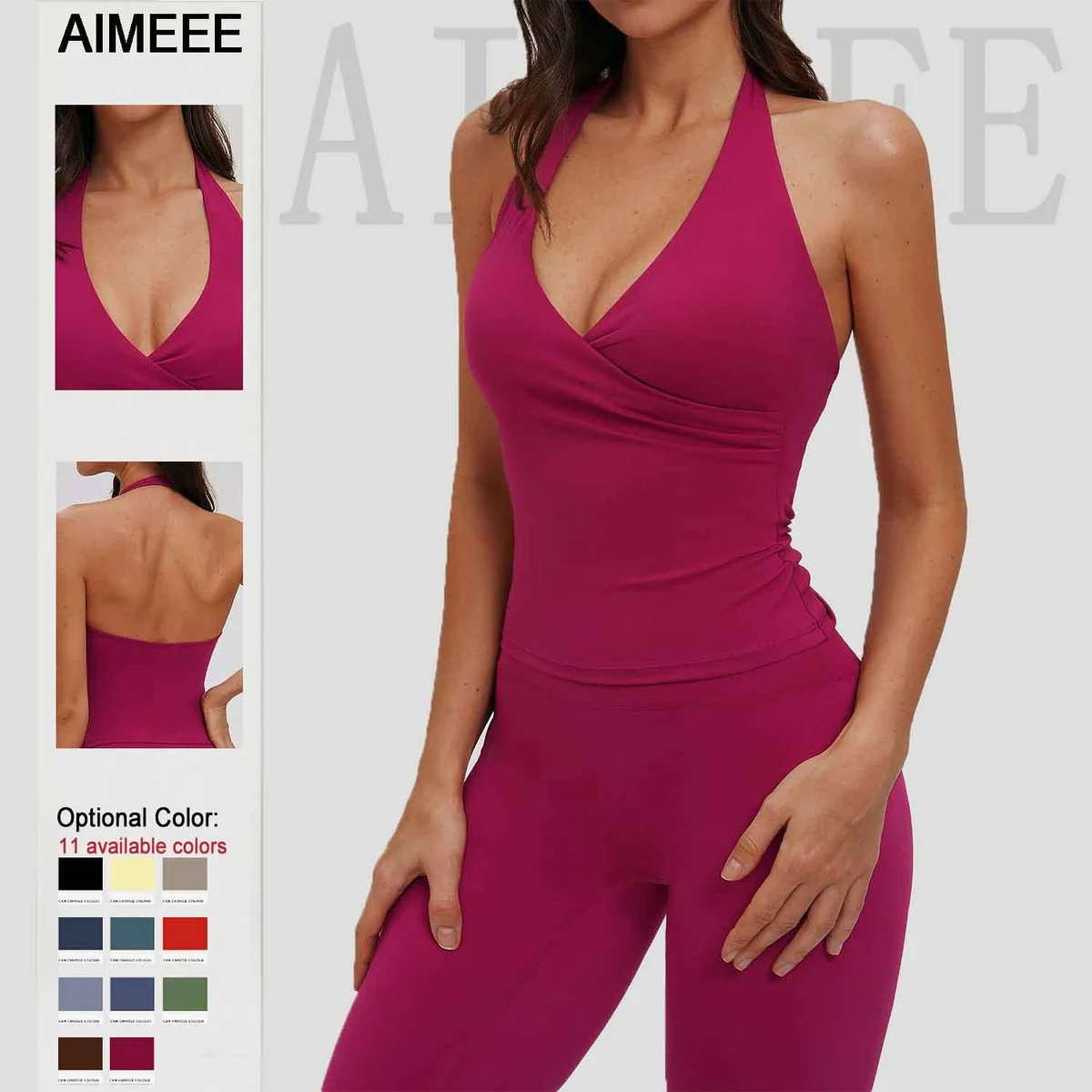 Sportswear Women V-neck Wrap Around Fuzzy Yoga Women Gym Tank Top