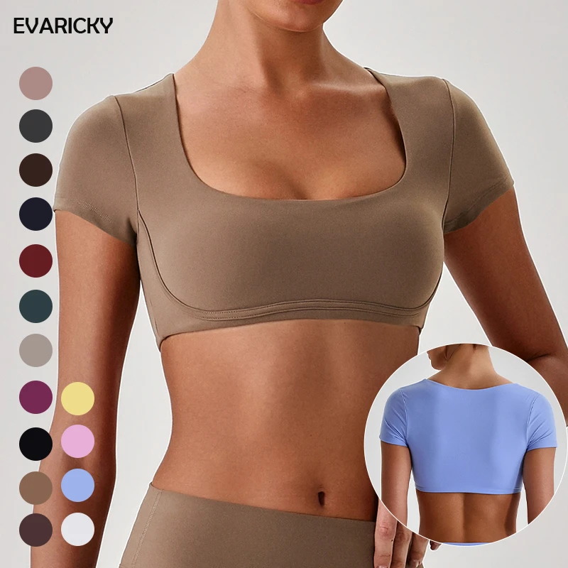 EVARICKY Trending Products New Arrivals Four-Way Breathable Women T Shirts Gym Running Sports High Quality Crop Top Yoga Wear