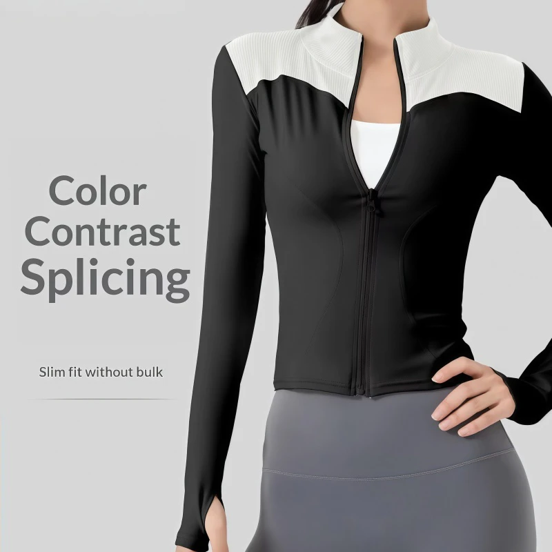 New Arrival Sports Breathable Long Sleeve Women's Slimming Tight Yoga Fitness Running Spandex/Polyester Coat