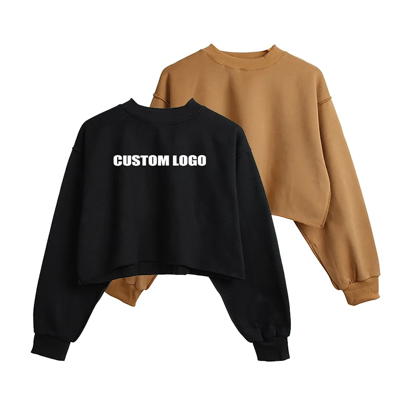 High Quality Women's Clothing Loose Fit Long Sleeve Crop Top Fitness Yoga Tops Casual Short Hoodie Custom Oversized Sweatshirt