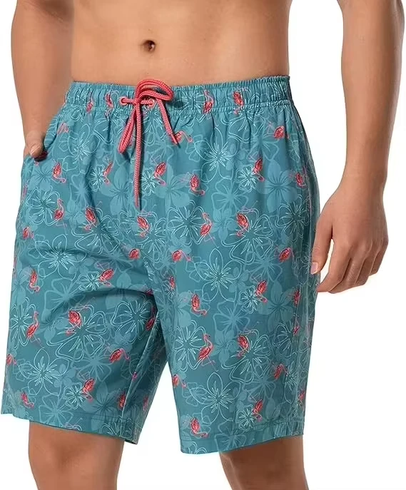 2025 Custom Men's Seamless Quick Dry Floral Print Board Shorts XL Plus Size Summer Casual Waterproof Spandex/Polyester Swim