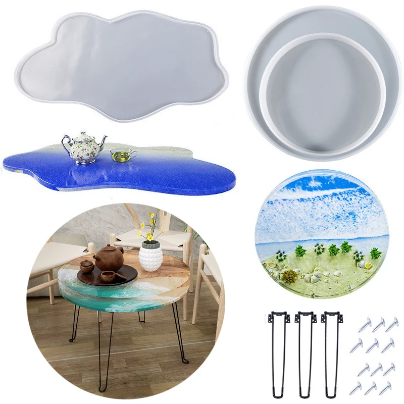 HY 24 Inch/60cm Large Round Epoxy Resin Table Molds for DIY Art Home Decoration
