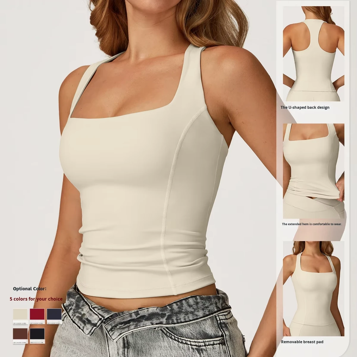 Women's Seamless Breathable Yoga Tank Top Racerback Design Tight-Fitting Quick Dry Sports Vest for Outdoor Summer Running