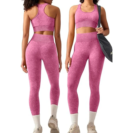High Neck Yoga Set Women Sports Bra High Waist Sculpting Leggings Side Pockets Seamless Nylon Spandex Active Wear