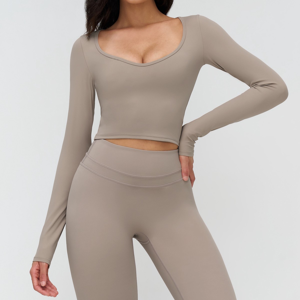 Yoga Long-Sleeved V-Neck T-Shirt Tight-Fitting Casual Outdoor Running Tops for Women Fitness Sports