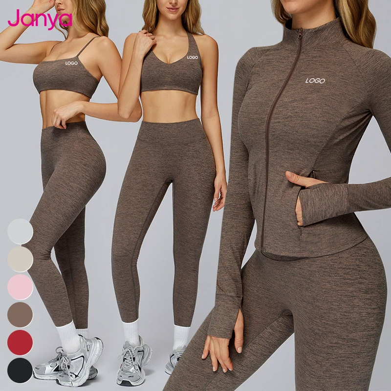 Janya Wholesale Custom Logo Women's 2-Piece Activewear Set Spandex/Polyester Four-Way Stretch Breathable Gym Fitness Yoga Sets