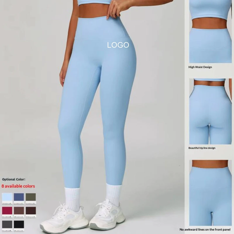 OEM High-waisted Butt-lifting Full-Length Breathable Wrinkle-resistant Spandex/Nylon Fitness Pants Women Tight-fitting Elastic