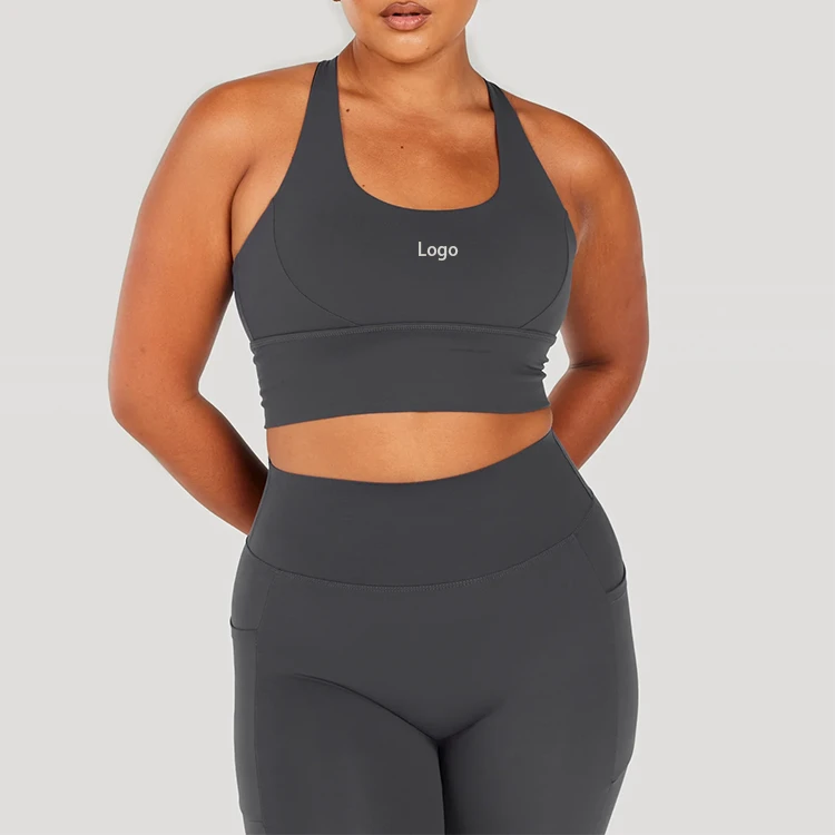 OEM Custom High Elastic Support Back Cross Hollow Strap Detachable Chest Pad Women Sports Bra for Running Fitness Daily Sport