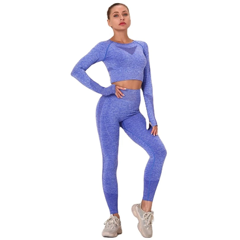 2021 Women's Breathable Quick Dry 4-Piece Gym Wear Set Spandex/Nylon Seamless Bra & Sport Leggings for Yoga Workout