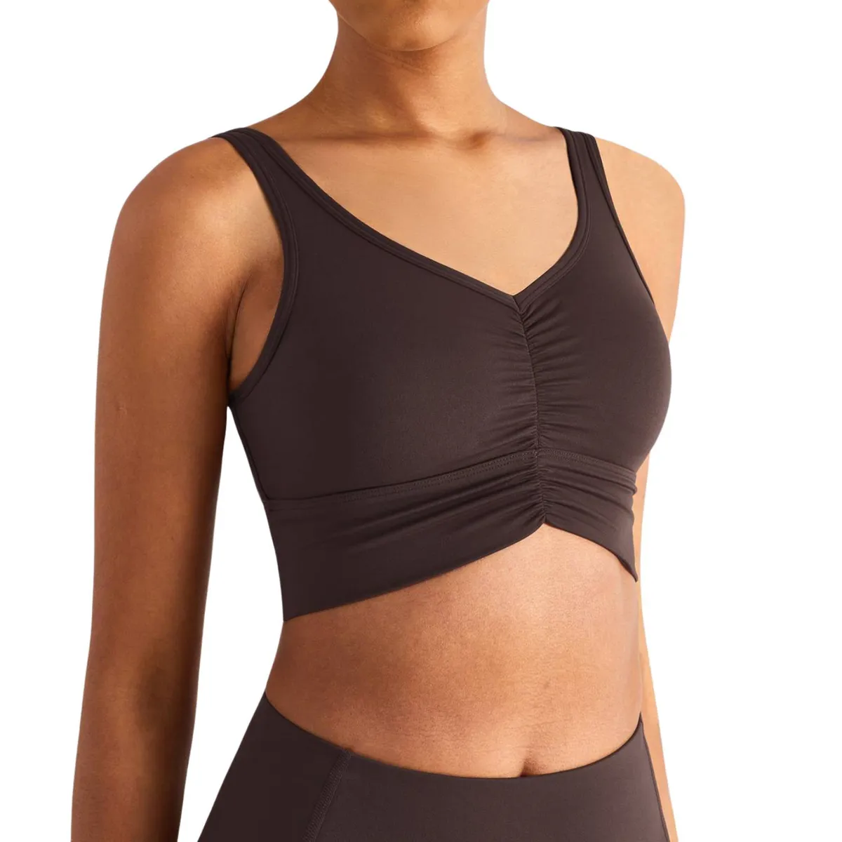 Wholesale Custom High Strength Nude Feel Yoga Bra Breathable Seamless Shockproof High Support Abdominal Length Pilates Running