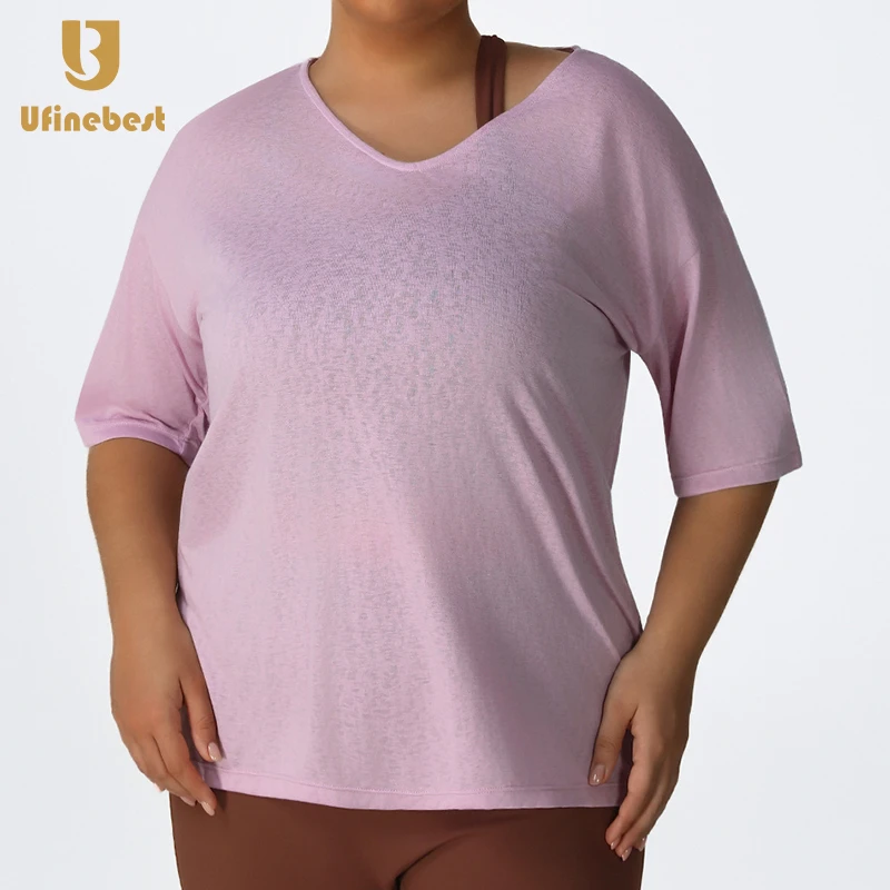 Plus Size Women's Oversized Fitness T-Shirt Sports Front Logo Loose Fit Quick Dry & Breathable for Yoga Workout Outdoor Running