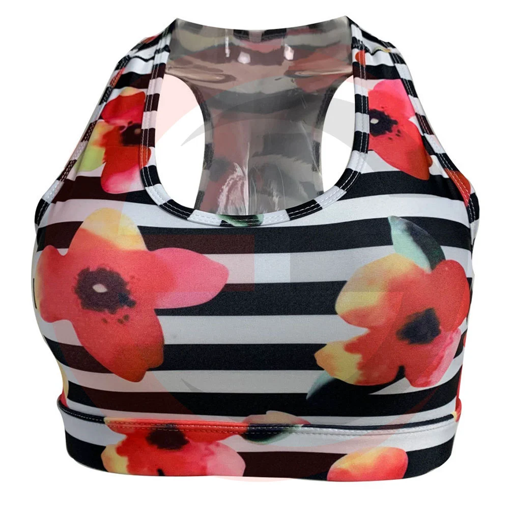 Sublimation Bra High Elastic Compression Sport Top Vest Slim Fit Breathable Fitness Yoga Sports Bra