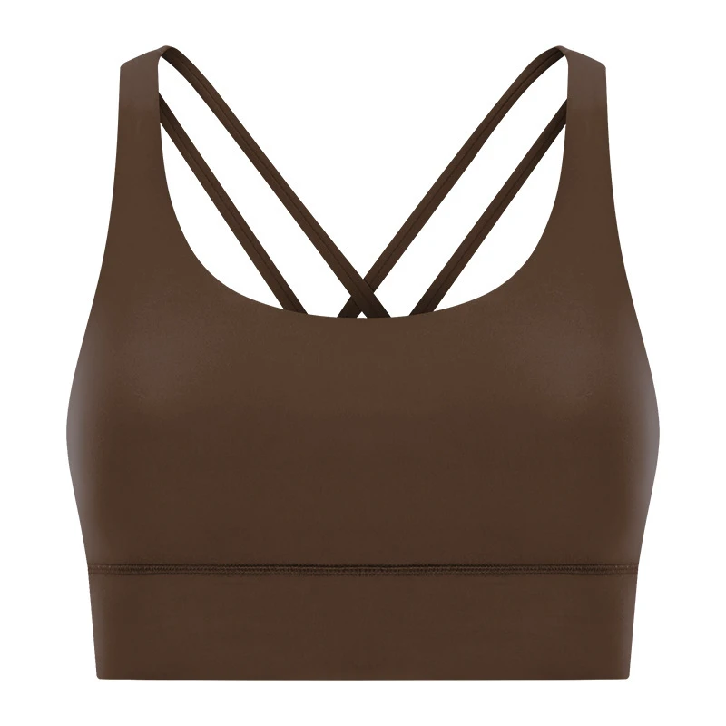 New Cross Beauty Back Yoga Bra Double-sided Breathable V-neck Scrub Naked High Strength Upper Bracing Sports Underwear