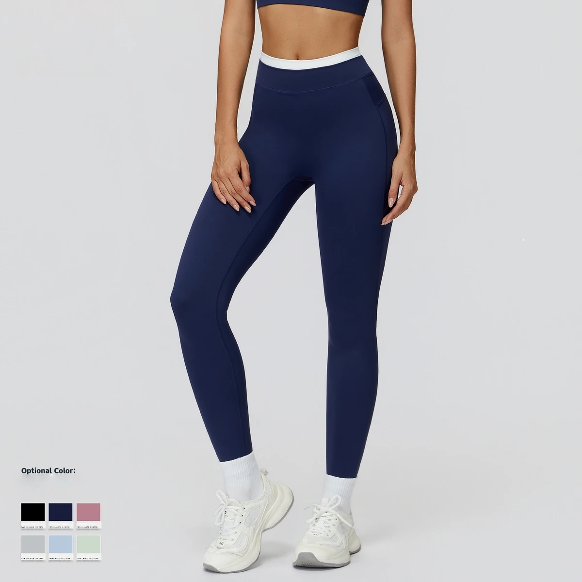 High Elastic Comfortable Slim Solid Women's Sports Leggings Color Blocking Breathable High Waist Workout Yoga Pants