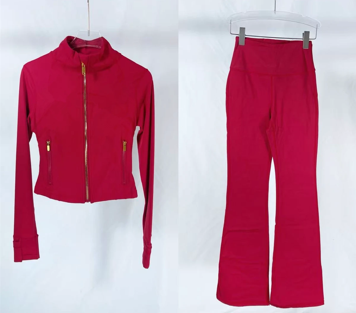 Short Yoga Jacket Leggings Suit Sports Slimming Quick-dry Breathable Yoga Wear High-Waist Women's Jacket+Flared Pant Yoga Set