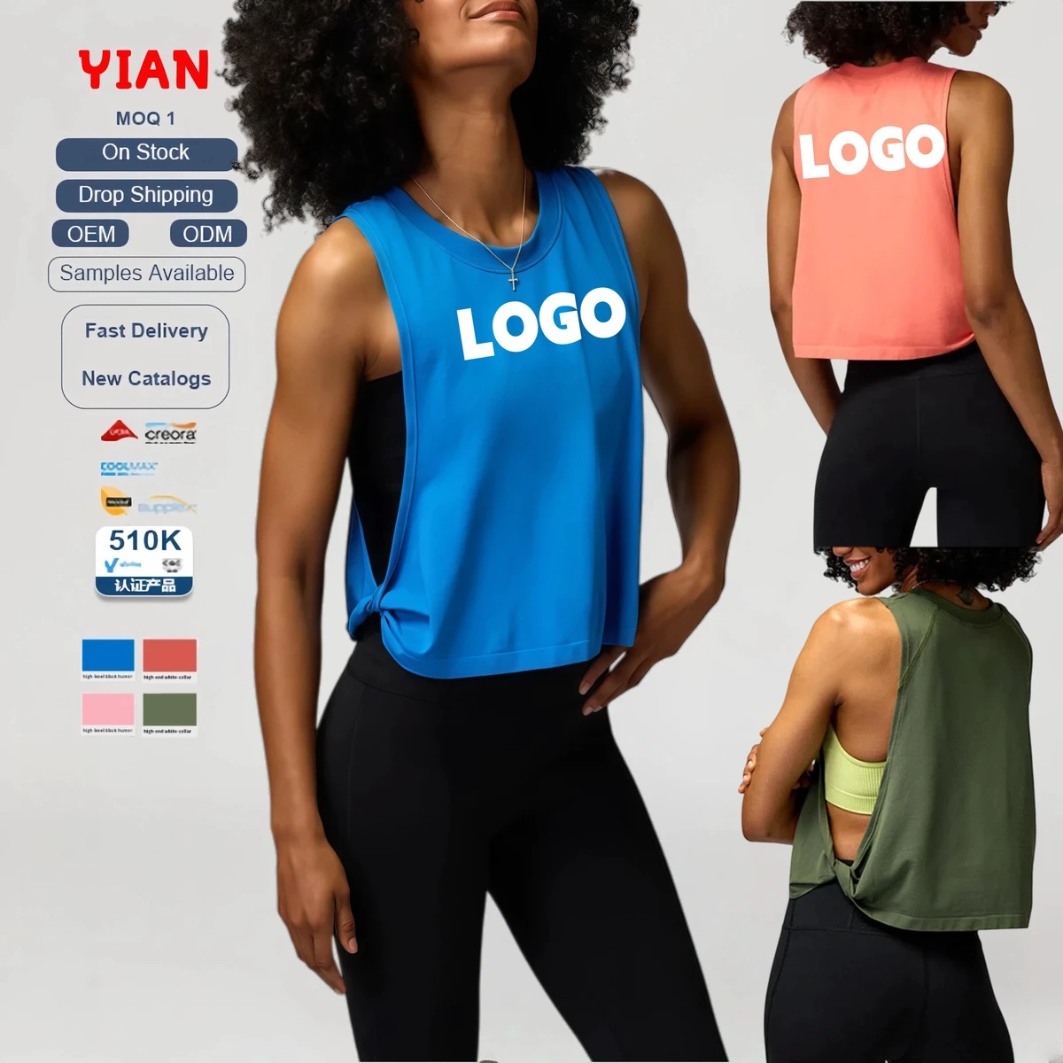 New Breathable Sport Tops Round Neck Bottom Side Split Sports Loose Long Sleeveless Gym Fitness Shirts Yoga T-Shirt for Women