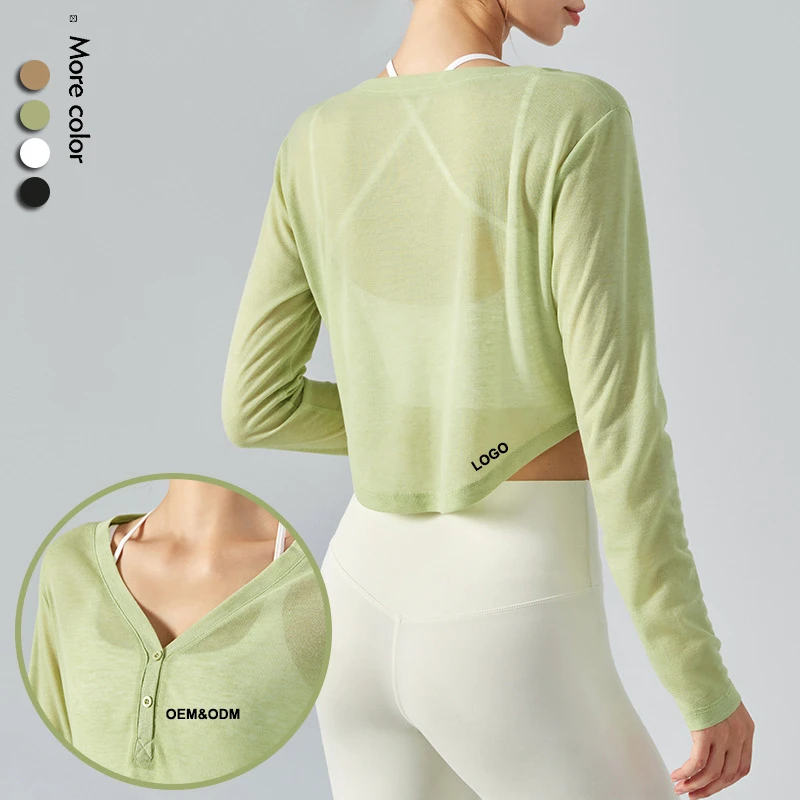 Women's Lightweight Long Sleeve Yoga Crop Tops Breathable Quick Dry Fitness Running Training Wear Plus Size Outdoor Yoga Top