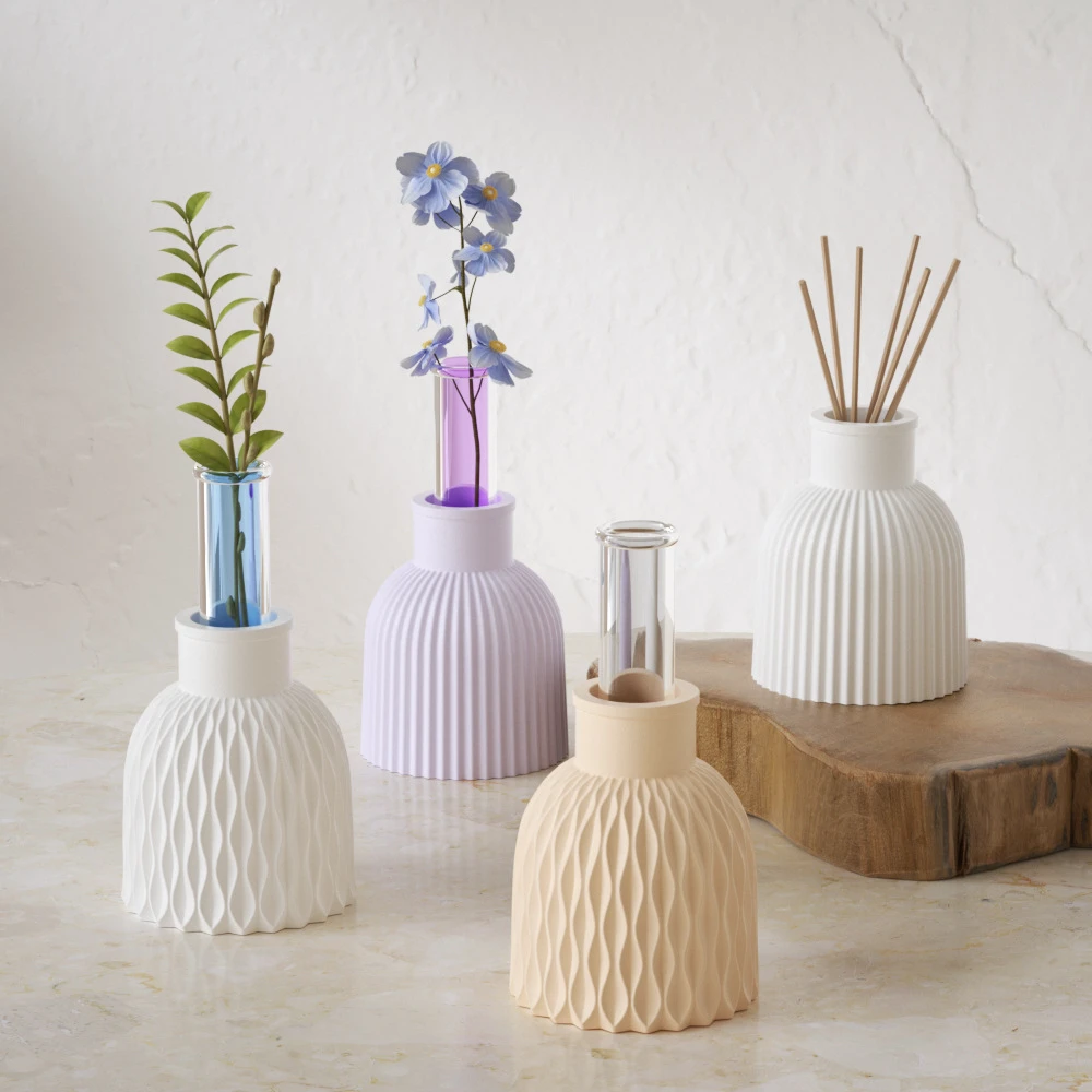European Style Large Vase Resin Mold Silicone Flower Pot Set Water Ripple Vase Resin Casting Mold Suitable for Home Decoration
