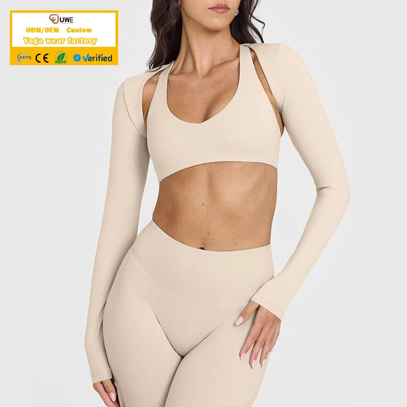 Custom Long Sleeve Sports Fitness Yoga Wear Tight Seamless Yoga Top Shawl