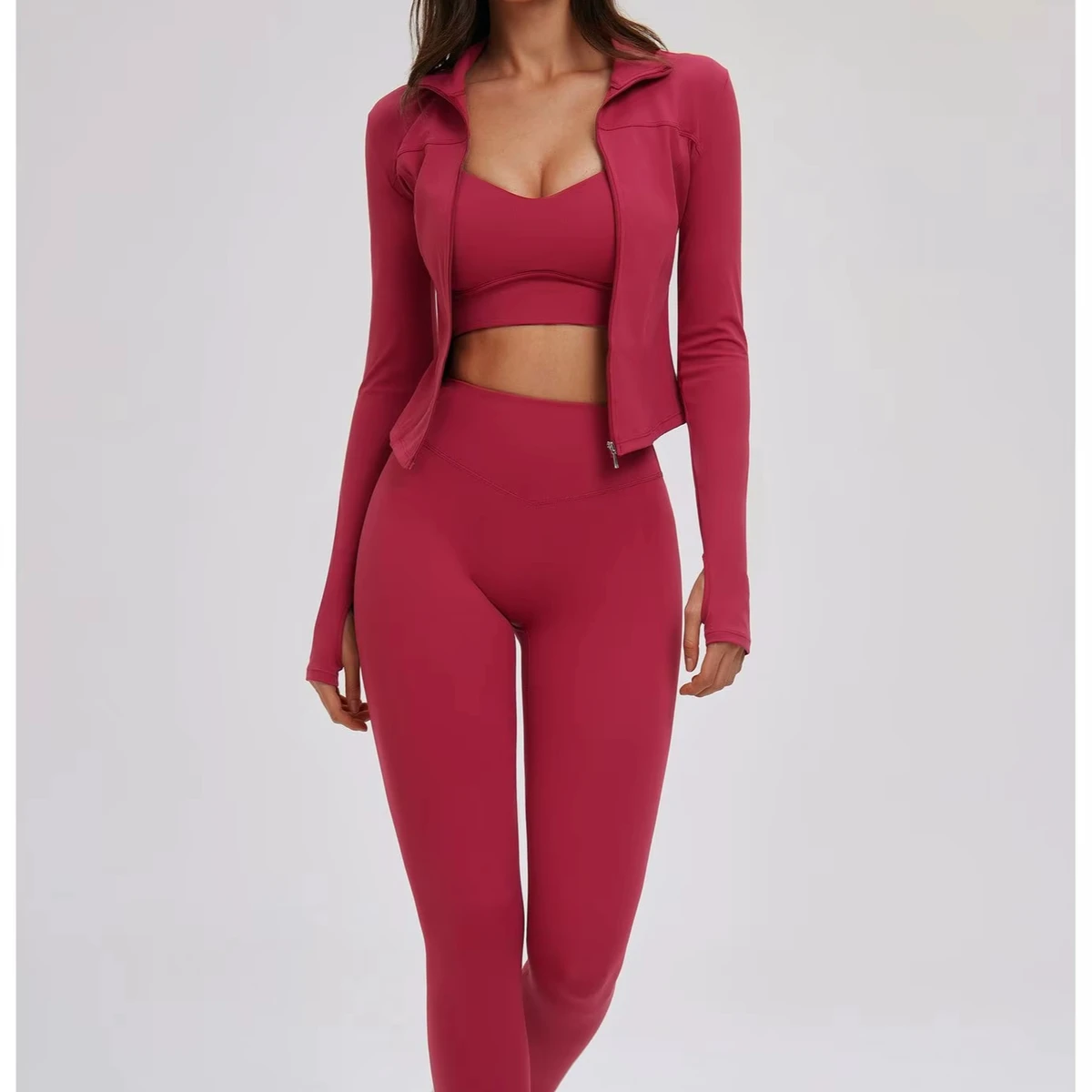 Sports Custom Women's Yoga Wear Three-piece Striped Solid Front Logo Plus Size Tight Off-the-Shoulder Eco-Friendly Quick-drying